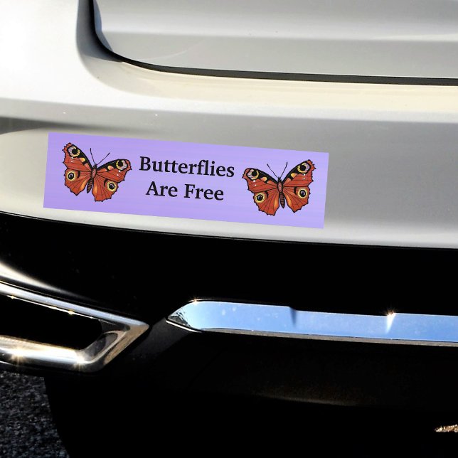 Autocollant De Voiture Papillon Monarque Plutôt Vivid Violet (two pretty monarch butterflies in Autumn colours on purple bumper sticker for your car.)
