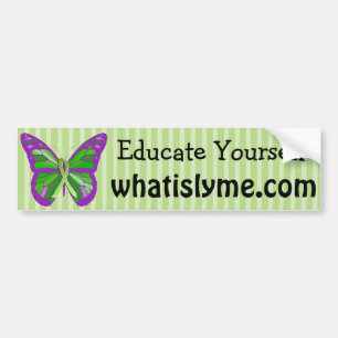Autocollant De Voiture Papillon violet et vert citron Maladie de Lyme