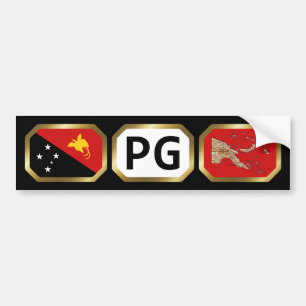 Autocollant De Voiture Papouasie-Nouvelle-Guinée Drapeau Code Bumper Stic