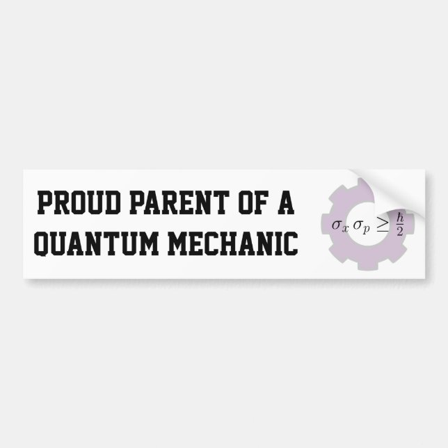 Autocollant De Voiture Parent fier d'un mécanicien de Quantum (Devant)