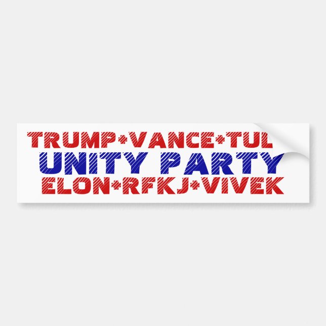 Autocollant De Voiture PARTI UNITAIRE Trump Vance Tulsi Elon RFKJ Vivek (Devant)