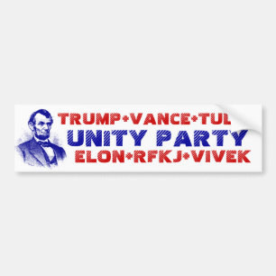 Autocollant De Voiture PARTI UNITAIRE Trump Vance Tulsi Elon RFKJ Vivek