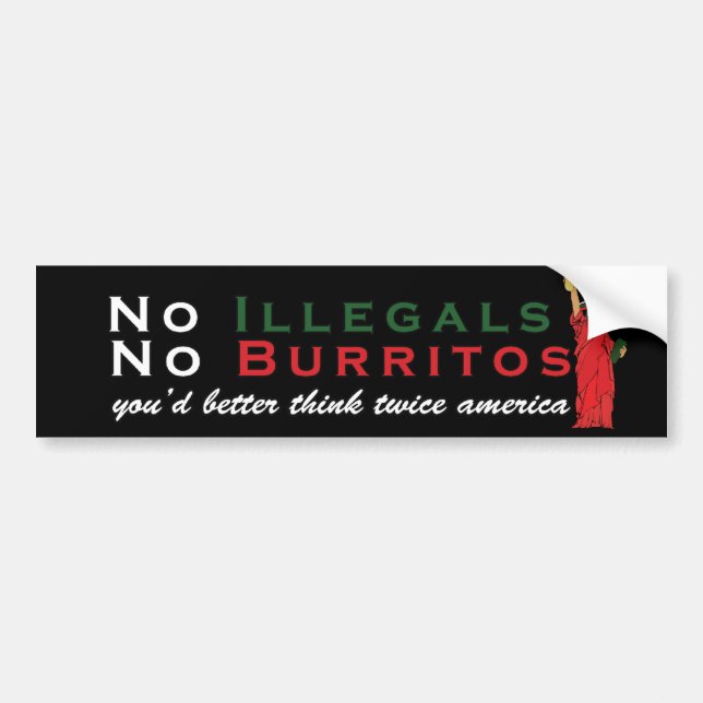 Autocollant De Voiture Pas d'illégaux Pas de Burritos Humour d'immigratio (Devant)