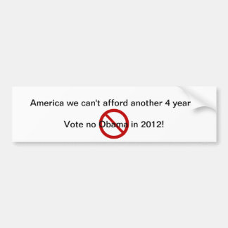 AUTOCOLLANT DE VOITURE PAS PLUS D'OBAMA