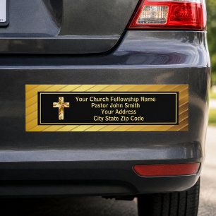 Autocollant De Voiture Pasteur d'église Classy Or et Noir 