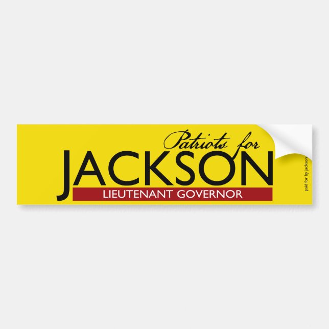 Autocollant De Voiture Patriotes pour Jackson pour lt Governor Bumper (Devant)