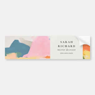 Autocollant De Voiture Paysage de montagne abstrait boho rose bleu orange