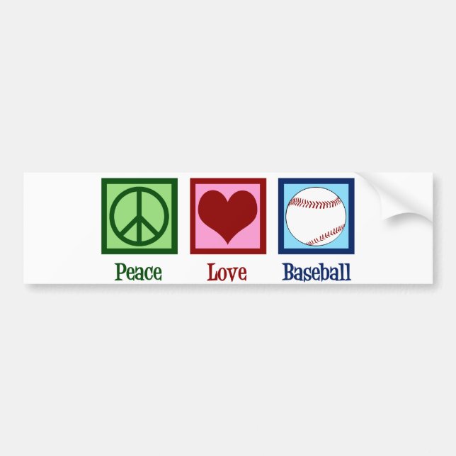 Autocollant De Voiture Peace Love Baseball (Devant)
