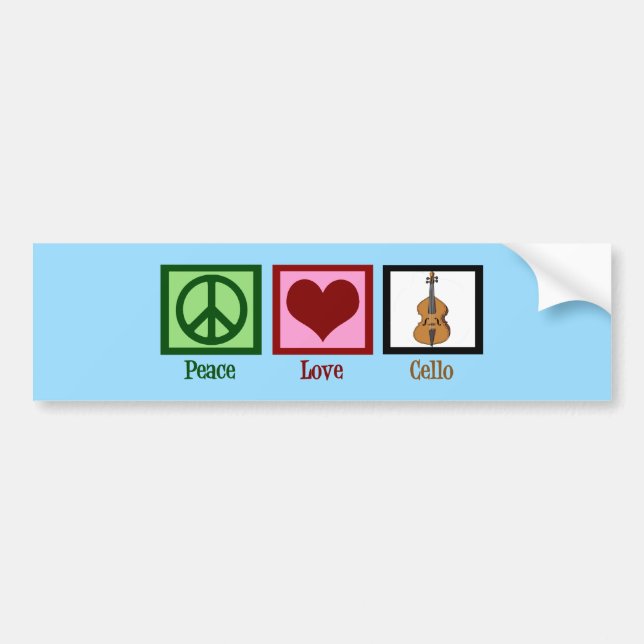 Autocollant De Voiture Peace Love Cello (Devant)