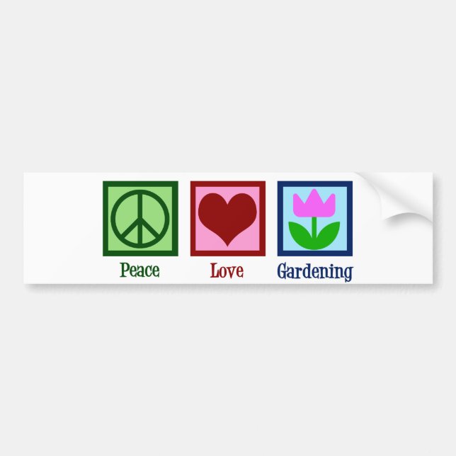 Autocollant De Voiture Peace Love Gardening joli jardiner Tulip Flower (Devant)