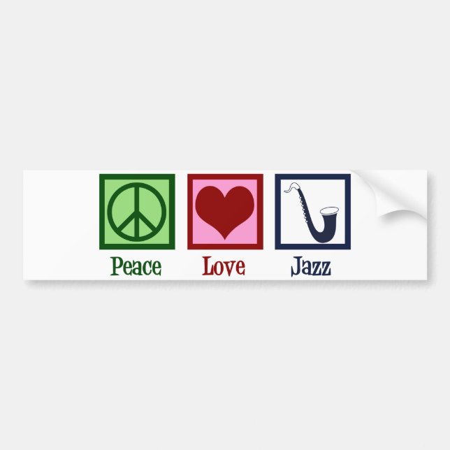 Autocollant De Voiture Peace Love Jazz Music Saxophone (Devant)