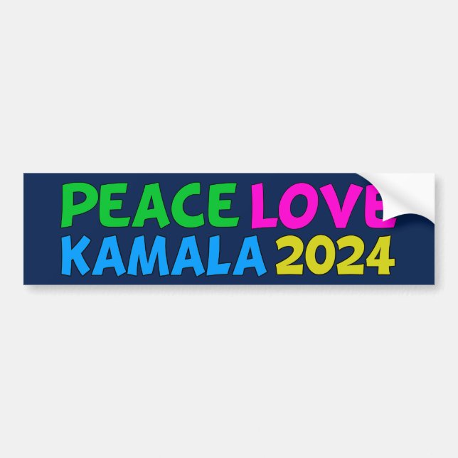 Autocollant De Voiture Peace Love Kamala Harris Cute Élection 2024 (Devant)