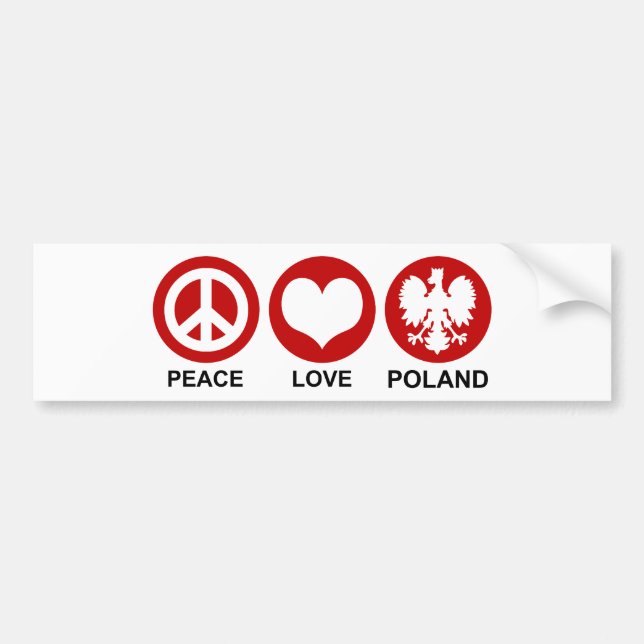 Autocollant De Voiture Peace Love Pologne (Devant)
