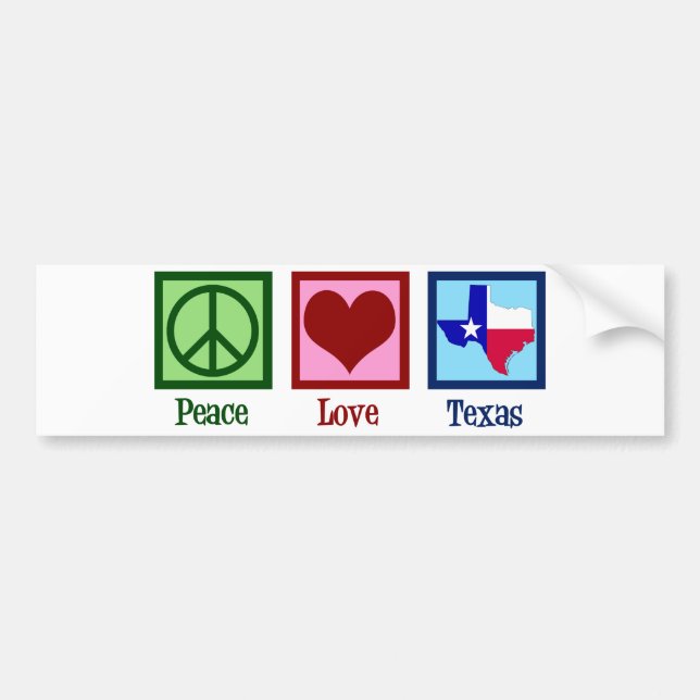 Autocollant De Voiture Peace Love Texas Fier Texan (Devant)