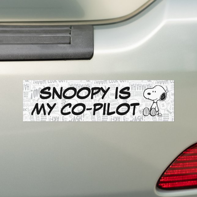 Autocollant De Voiture PEANUTS | Snoopy on Black White Comics (En voiture)