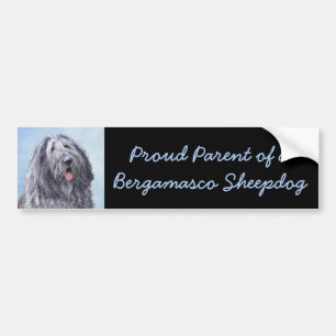 Autocollant De Voiture Peinture Bergamasco Sheepdog - Chien original mign