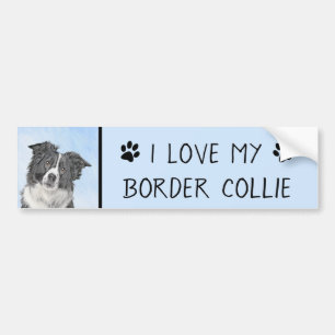 Autocollant De Voiture Peinture Collie Bordure - Joli art original chien