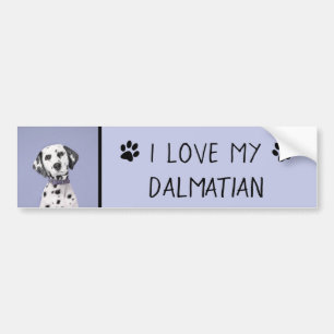 Autocollant De Voiture Peinture Dalmatien - Art Original de Chien Mignon