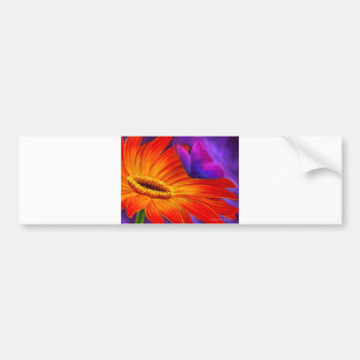 AUTOCOLLANT DE VOITURE PEINTURE D'ART DE MARGUERITE ET DE PAPILLON -