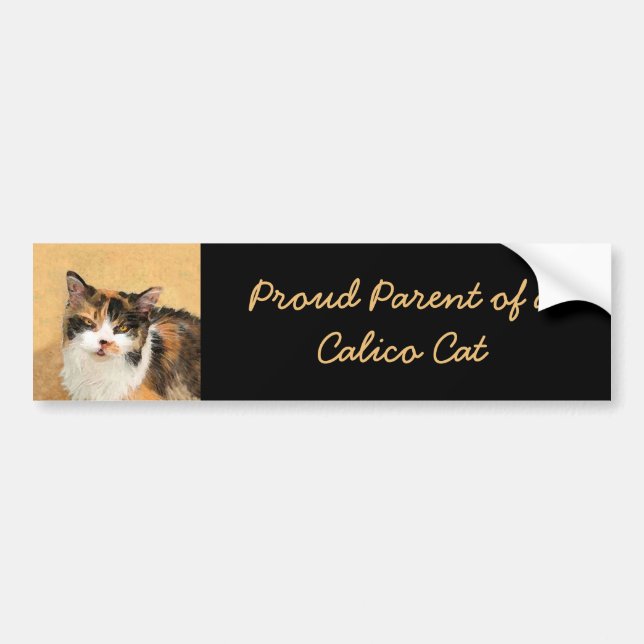 Autocollant De Voiture Peinture de chat Calico - Cute Original Cat Art (Devant)