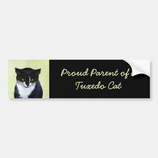 Autocollant De Voiture Peinture de chat Tuxedo - Cute Original Cat Art (Devant)