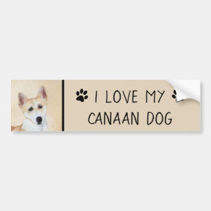 Autocollant De Voiture Peinture de chien de Canaan - jolie art original d