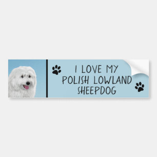 Autocollant De Voiture Peinture de chien des lowland polonais - Art du ch