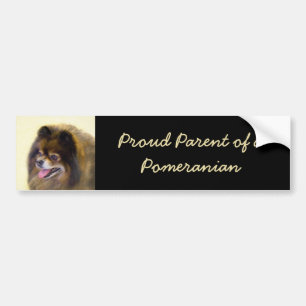 Autocollant De Voiture Peinture de Pomeranian noir et feu - Art original