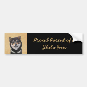 Autocollant De Voiture Peinture de Shiba Inu (noir et Tan) - art de chien