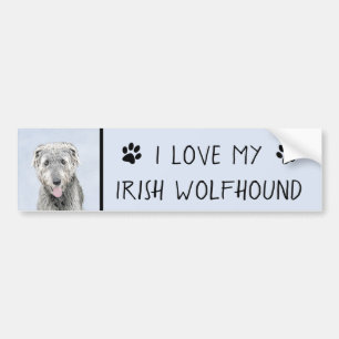 Autocollant De Voiture Peinture de Wolfhound irlandais - Joli art origina