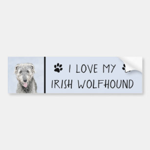 Autocollant De Voiture Peinture de Wolfhound irlandais - Joli art origina