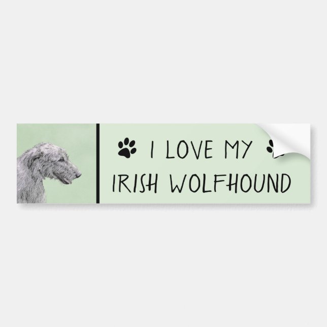 Autocollant De Voiture Peinture de Wolfhound irlandais - Joli art origina (Devant)