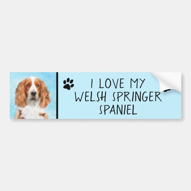 Autocollant De Voiture Peinture d'espagnol Welsh Springer - Art original  (Devant)