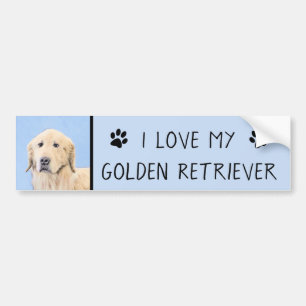 Autocollant De Voiture Peinture Golden Retriever - Joli art original chie