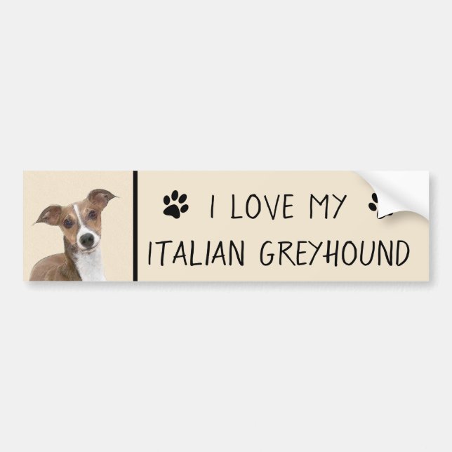 Autocollant De Voiture Peinture italienne Greyhound - Cute Original Chien (Devant)