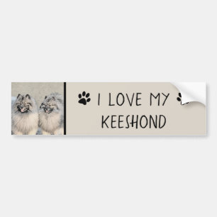 Autocollant De Voiture Peinture Keeshond Brothers - Art Chien original