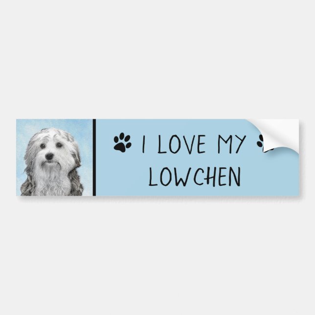Autocollant De Voiture Peinture Lowchen - Cute Original Chien Art (Devant)