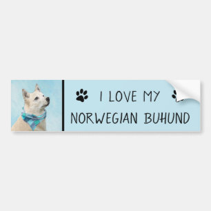 Autocollant De Voiture Peinture norvégienne Buhund - jolie art original c