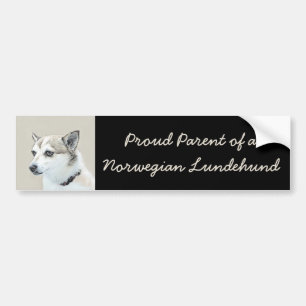 Autocollant De Voiture Peinture norvégienne Lundehund - Art original chie
