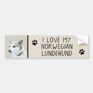 Autocollant De Voiture Peinture norvégienne Lundehund - Art original chie