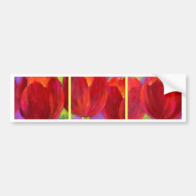 Autocollant De Voiture Peinture rouge d'art de fleurs de tulipes - multi (Devant)