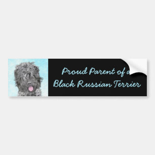 Autocollant De Voiture Peinture russe Terrier noir - Chien original migno