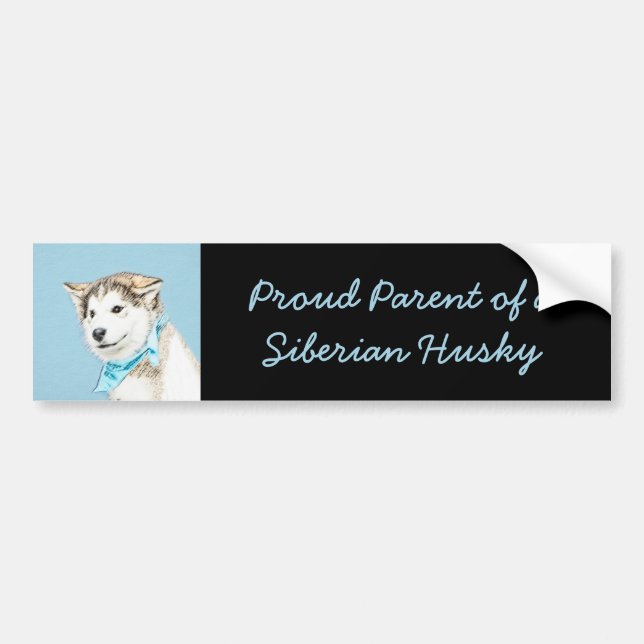 Autocollant De Voiture Peinture Sibérienne Husky Puppy - Art Chien origin (Devant)