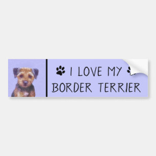 Autocollant De Voiture Peinture sur la frontière de Terrier - jolie art o