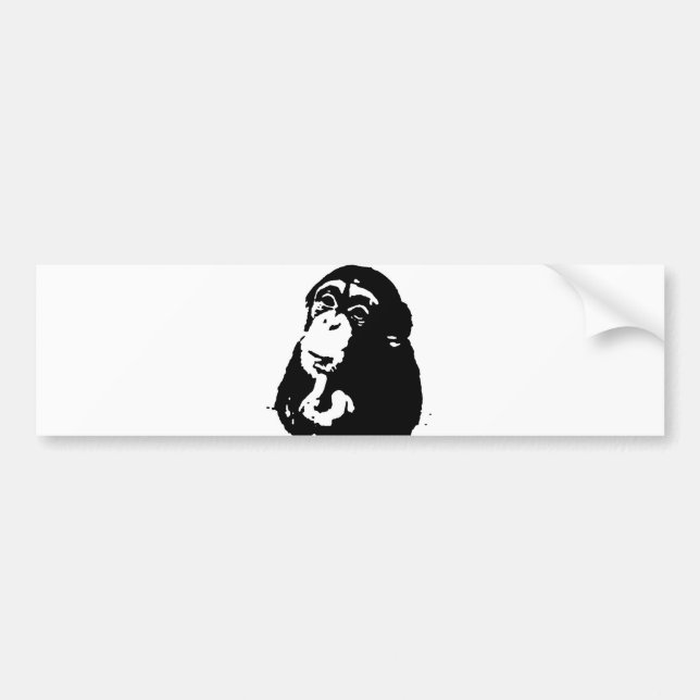Autocollant De Voiture Penseur Chimpanzé Pop Art (Devant)