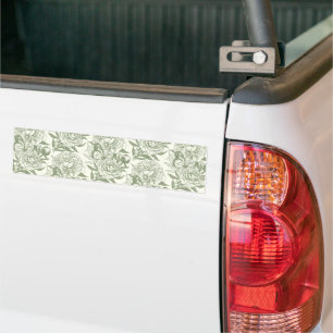 Autocollant De Voiture Peoné et papillons bloc impression, sauge vert et