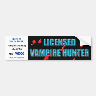 Autocollant De Voiture Permis de chasse de vampire avec des éclaboussures