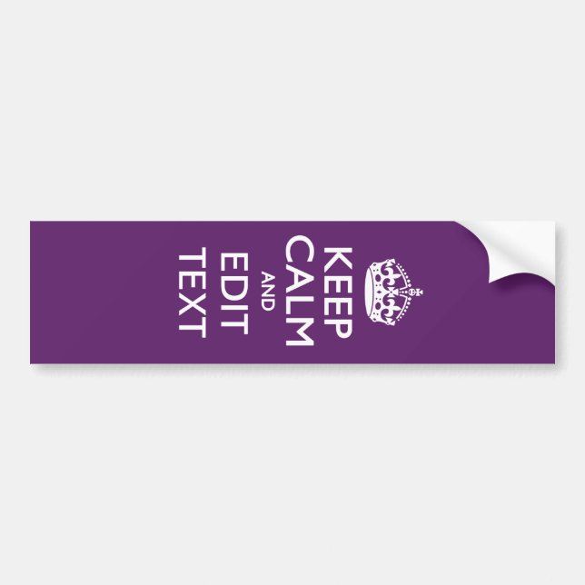 Autocollant De Voiture Personalized KEEP CALM Your Text on Purple Decor (Devant)