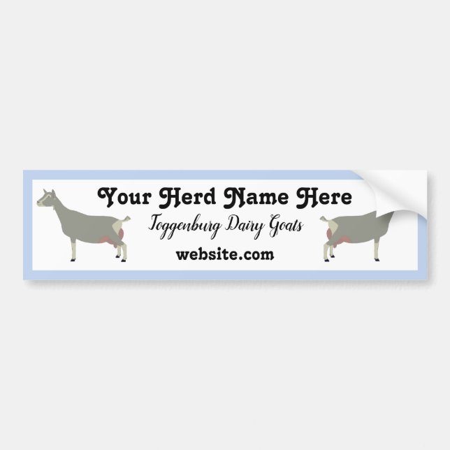 Autocollant De Voiture Personalized Toggenburg Dairy Goat (Devant)