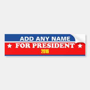Autocollant De Voiture Personnalisable votre nom pour le président 2016